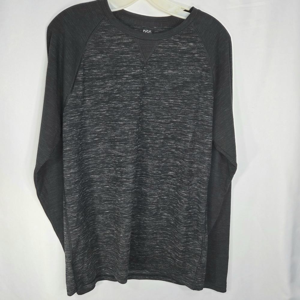 DSG Black and Heathered Black Raglan Sleeve  Long Sleeve Top Size Medium
